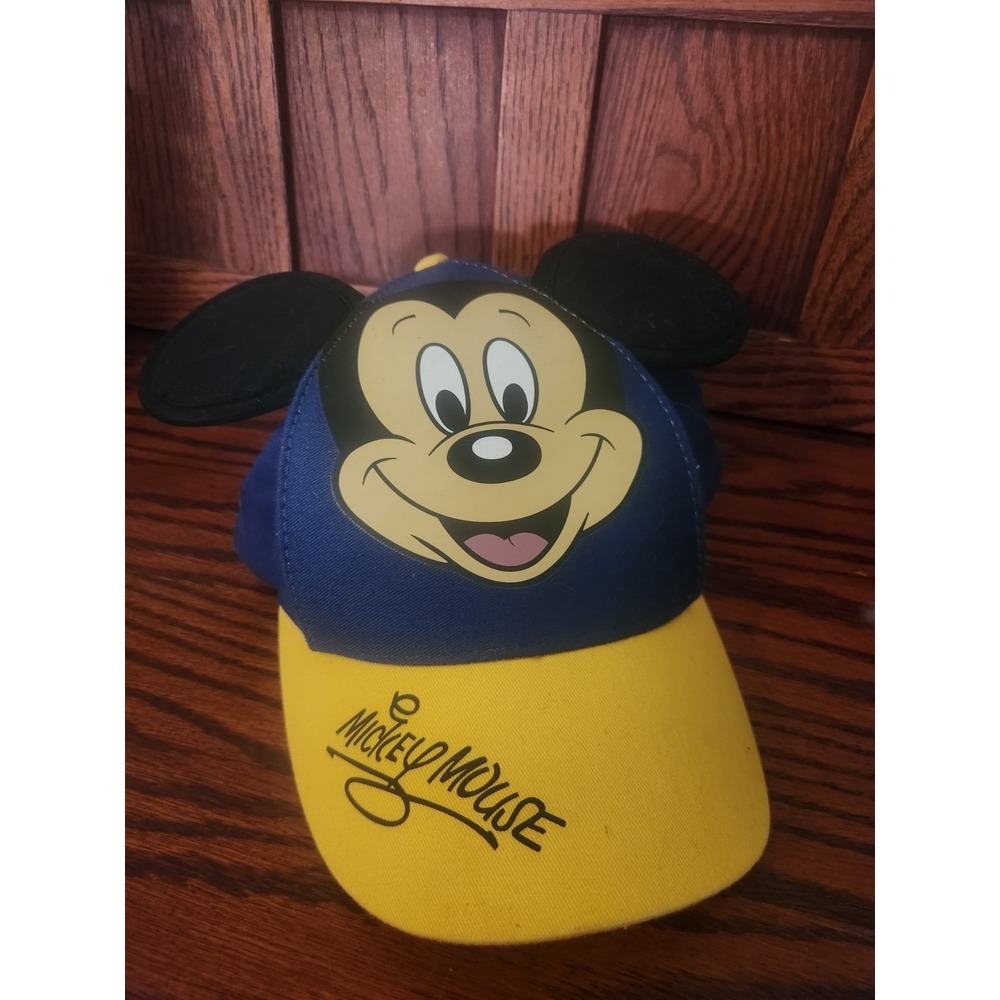 Disney‎ World MICKEY MOUSE Baseball Cap Hat with Ears Youth Blue And Yellow Hat